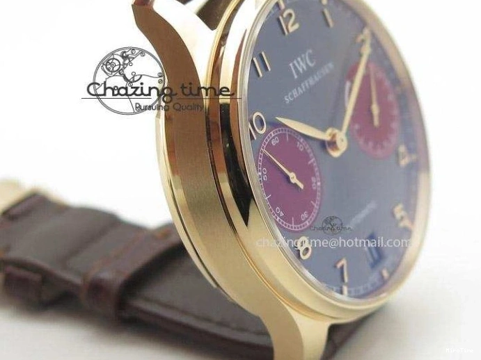 MIROTIME 0423 Portuguese Real PR IW500127 RG ZF 1:1 Best Edition Grey Red Dial On Brown Leather Strap A52010 V AllSeason 7331